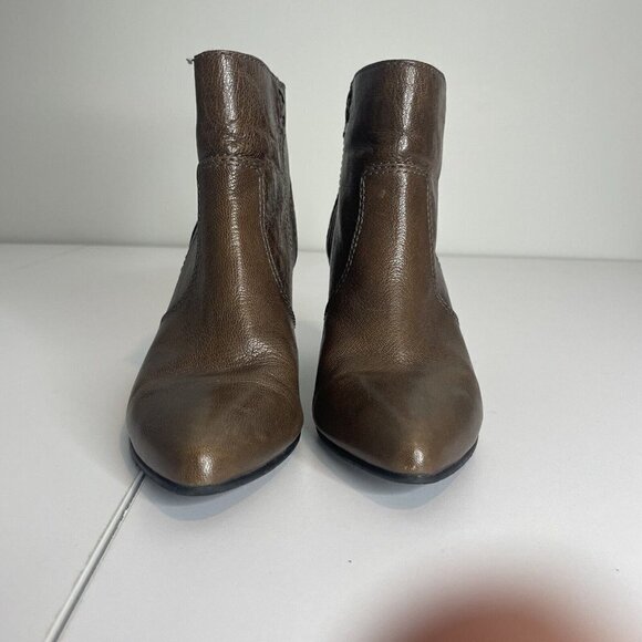 Miz Mooz Luella Brown Leather Point Toe Heeled Booties Size 6.5 - Picture 5 of 8